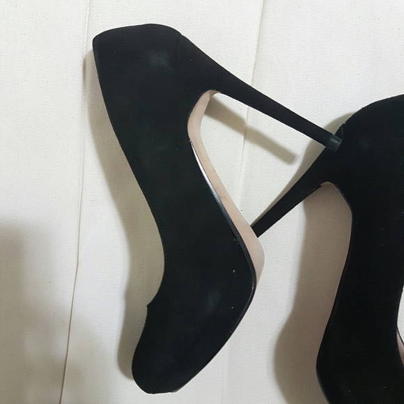 Zara Black Suede Platform Pumps Size 37 - Picture 5 of 6